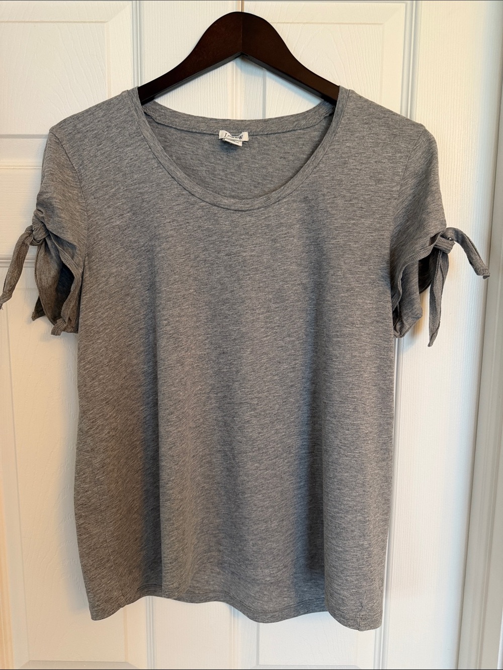 J. Crew Heather Gray Short Sleeve Tie-Detail Tee